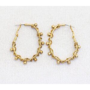 Vintage Gold Tone Multiple Spheres Elegant Hoop Earrings - A24